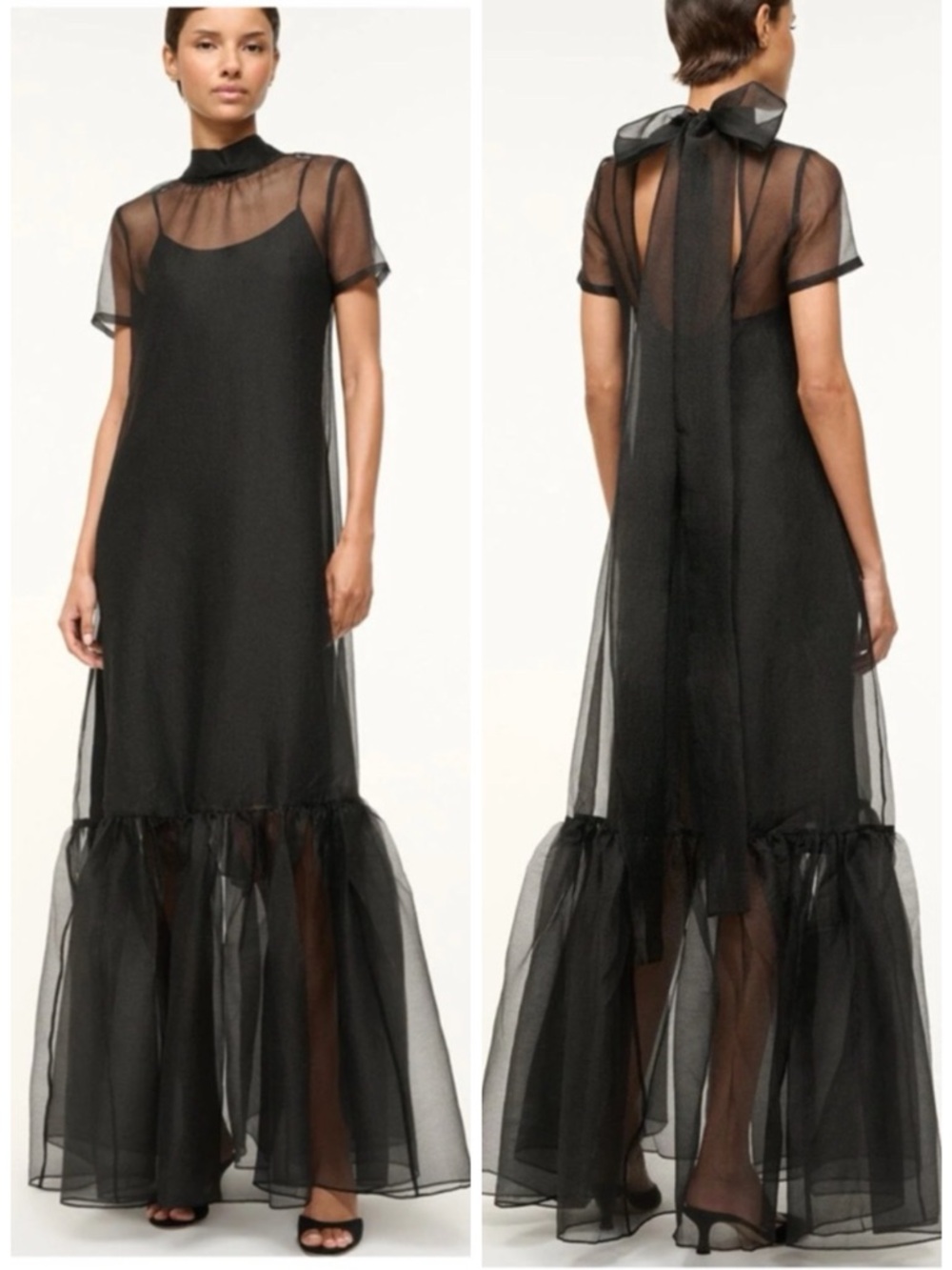 STAUD Calluna Maxi Dress Gown in Black SZ S